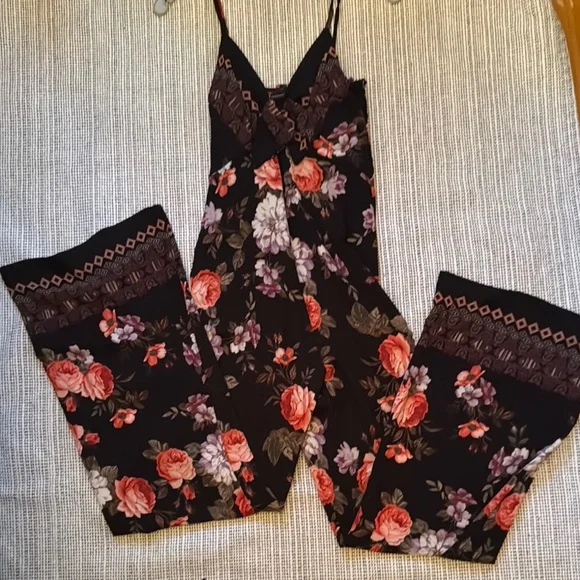 Privy Black and Pink Floral Jumpsuit - Picture 1 of 6
